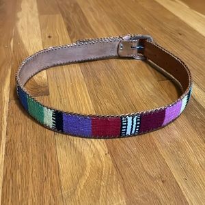 Artisan Colorful Woven Belt; Genuine Natural Leather w